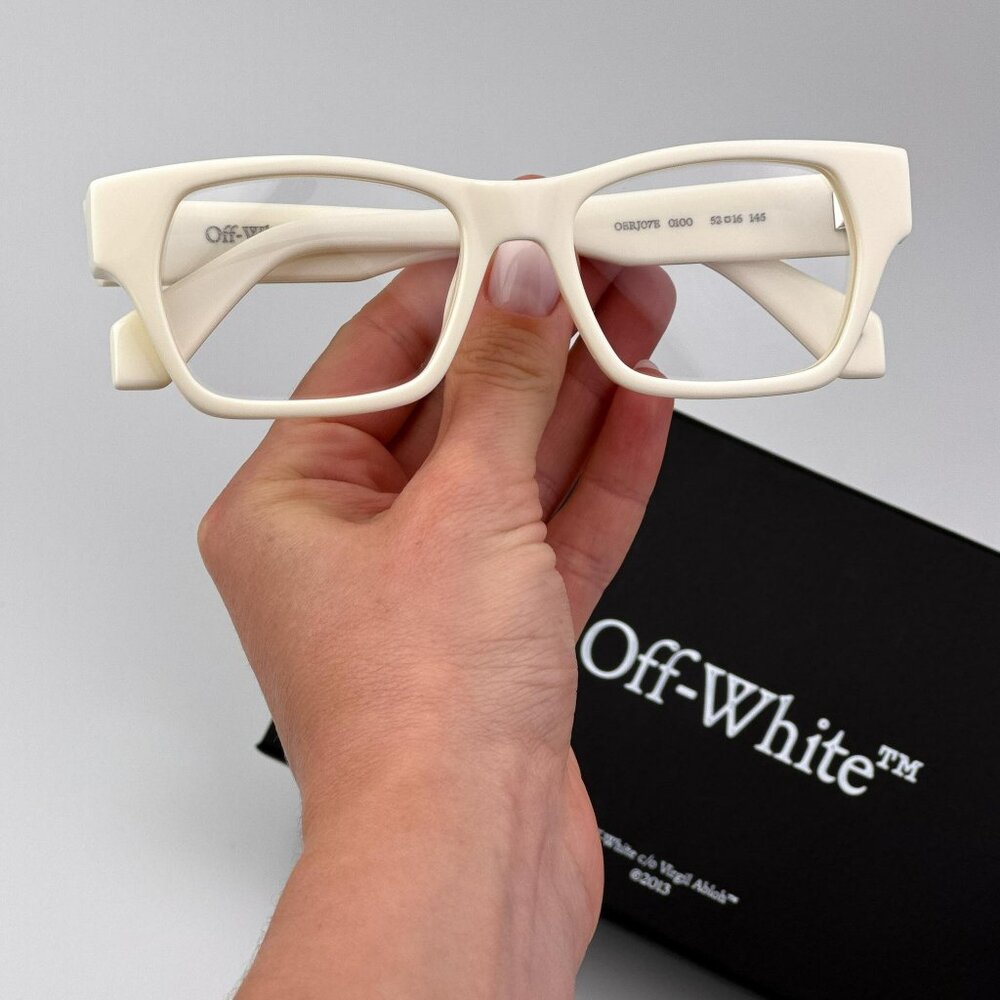 Off-White STYLE 7E Men Eyeglasses White Square Frame | Model OERJ07E 0100